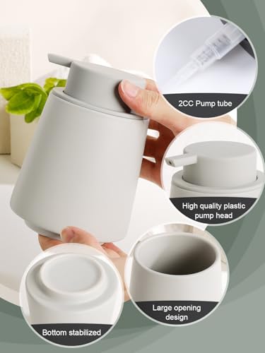 INGOFIN Ceramic Soap Dispenser -14 oz Bathroom Hand Soap Dispenser Liquid Dispenser with Pump Refillable Modern Lotion Dish Dispenser for Kitchen Matte Grey - color: Grey-liquid