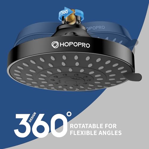 High Pressure Shower Head, HOPOPRO 5-Mode Fixed Showerhead, NBC Recommended | The Washington Post, NBC News, Today TV Show Recommended, Consumer Reports Tested High Flow Fixed Shower Head (6 Inch Black) - color: Matte Black Modern, style: 6 Inch Modern