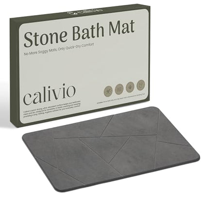 Quick Dry Shower Stone Bath Mat, Super Absorbent & Non-Slip 24 x 16 Inch Diatomaceous Earth Mat, Durable & Easy to Clean Diatomite Bath Mat for Bathroom Floor/Kitchen (River Silt) - color: River Silt