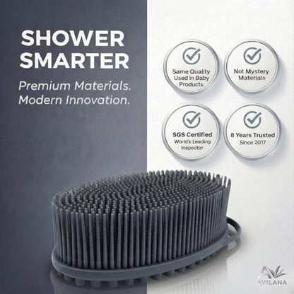 Avilana Premium Silicone Body Scrubber - Trusted Since 2017 - SGS Certified Food Grade Dual Sided Bath Brush, Quick-Dry Exfoliating Loofah Alternative, Massage Brush Sensitive Skin Women Men - color: Blue, size: Massage