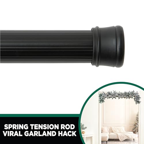 Kenney KN609L/5 Twist & Fit No Tools Spring Tension Standard Shower Curtain Rod with Non-Slip, Non-Scratch Ends, 42-72" Adjustable Length, Easy Install, Black, 1" Diameter Rust Resistant Steel Tube - color: Black