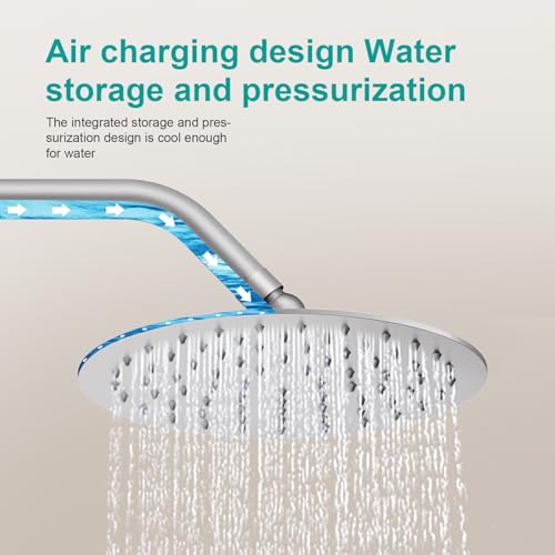 All Metal Rain Shower Head - Heavy Duty Stainless Steel, Easy Install, High Water Flow, Ultra-Thin Modern Design for Bathroom (Brushed Nickel, 8) - color: Brushed Nickel, size: 8