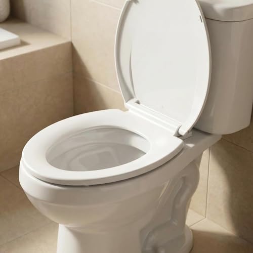 19" Elongated Toilet Seat Slow Close, Biscuit Color Polypropylene Toilet Seat Cover with Never Loosen Durable Lid, Quiet and Easy to Install & Clean - color: Biscuit, Standard, size: Elongated (19″)