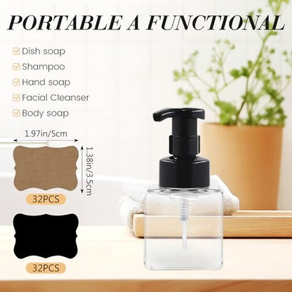 8.5 oz Foaming Soap Dispenser Plastic Foaming Pump Bottle, Refillable Dispenser with Plastic Pump, Empty Hand Bottles for Liquid Soap, Shampoo, Bathroom,Hotel,Restaurant (60, Transparent) - color: Transparent, size: 60