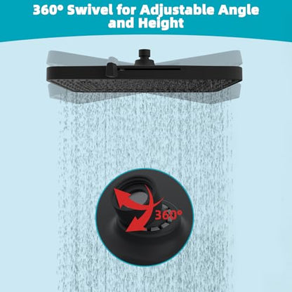 Hibbent cUPC Certified 5 Spray Modes Shower Head, 13'' High Pressure Large Rainfall Shower Head, High Flow Waterfall Bathroom Fixed Showerheads, Adjustable Swivel Ball Joint, Matte Black - color: Matte Black, style: Square 13''