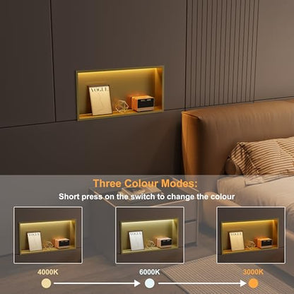 24"x12" Gold LED Shower Niche,3 CCT Dimmable Light, No Tile Needed | 304 Stainless Steel Bathroom Niche w/ Light(3000K/4000K/6000K), IP66 Waterproof, Space Saving & Durable ,LED Driver Included - color: Brass Gold, size: 24X12In