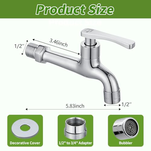 SUBMARINE Wall Mounted Balcony Mop Sink Faucet, Chrome Brass Single Handle Cold Faucet, Used for Bathroom Mop Sink, Kitchen Sink, Balcony and Garden