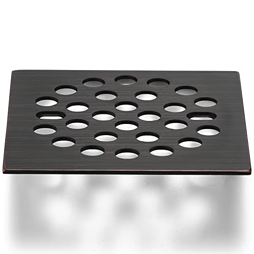 RRAJJ Square Improve 4-1/4 Inch(108mm*108mm) Screw-in Shower Floor Drain Grate Strainer (Oil Rubbed Bronze) - color: Oil Rubbed Bronze