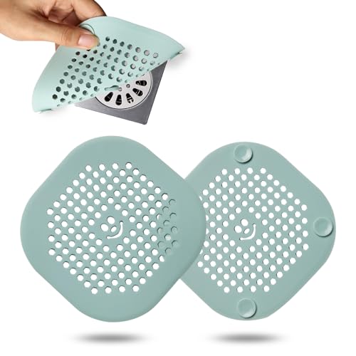 2 Pack Drain Hair Catcher Silicone Shower Drain Protector Sink Drain Strainer Hair Stopper for Shower Kitchen Bathroom Tub Teal - color: Teal