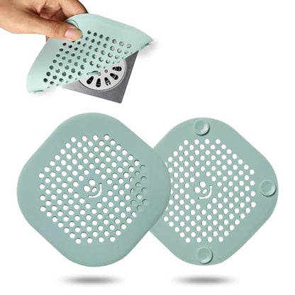 2 Pack Drain Hair Catcher Silicone Shower Drain Protector Sink Drain Strainer Hair Stopper for Shower Kitchen Bathroom Tub Teal - color: Teal