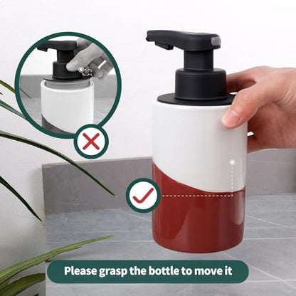 BosilunLife Automatic Soap Dispenser Ceramic Hand Free Soap Dispenser with Waterproof Pump Rechargeable Smart Electric Soap Lotion Dispenser Touchless for Kitchen Bathroom (White-Red, Liquid Pump) - color: White-red(liquid)