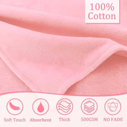 VOOVA & MOVAS Pink Infant Bath Towels, Organic 100% Cotton,33"X31.5" - color: Pink Elephant, size: 33 x 31.5 inches