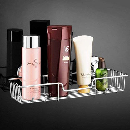3in1 Suction Cup Shower Caddy Bath Wall Shelf + Soap Dish Holder for Large Shampoo Shower Gel Holder Bathroom Storage - Rustproof Stainless Steel
