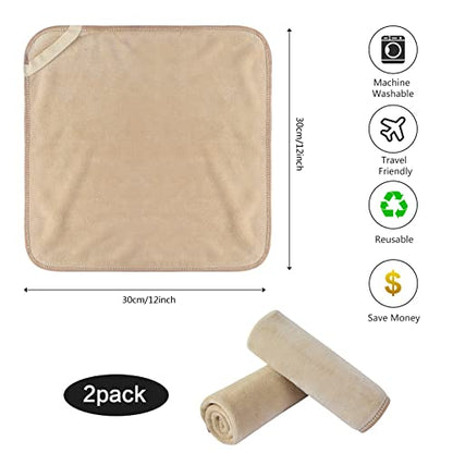 Microfiber Facial Cloths Fast Drying Washcloth 12inch x 12inch (2pack, Cream) - color: Cream, size: 1 Count (Pack of 2)