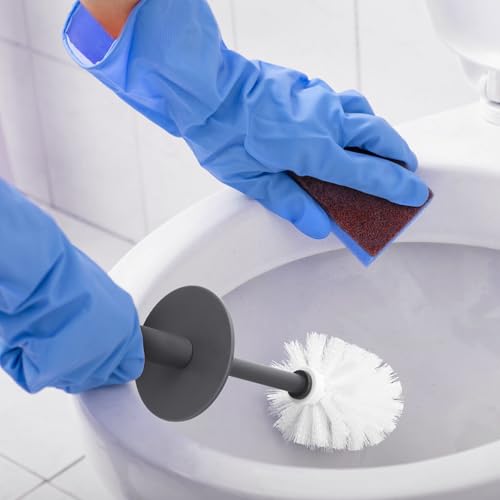 Topsky Toilet Brush,2 Pack Compact Toilet Brush & Holder Set,Plastic Round Barrel Loo Brush with 2 Replacement Toilet Brush Head,Durable for Bathroom Toilet,Dark Gray - color: Dark Gray