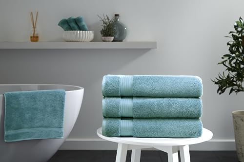 Ozdilek 6-Piece Bath Towel Set, 2 Bath, 2 Hand, 2 Wash, 100% Cotton Turkish Towels, 2 Bath Towels (30x60/550 GSM), 2 Hand Towels (16x30/575 GSM), 2 Washcloths (13x13/600 GSM) (Milky Blue) - color: Milky Blue