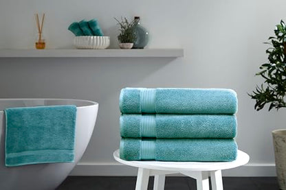 Ozdilek 6-Piece Bath Towel Set, 2 Bath, 2 Hand, 2 Wash, 100% Cotton Turkish Towels, 2 Bath Towels (30x60/550 GSM), 2 Hand Towels (16x30/575 GSM), 2 Washcloths (13x13/600 GSM) (Milky Blue) - color: Milky Blue