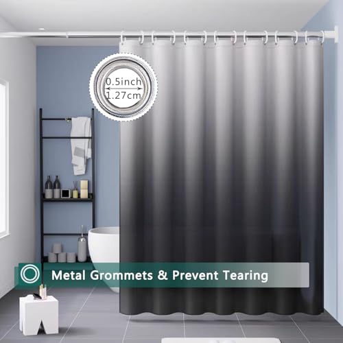 Shower Curtain Liner, 100% Waterproof Peva Shower Curtains with 3 Duty Heavy Bottom Magnets and 12 Rust Proof Grommets, 72x72 Weighted Shower Liner for Shower Stall, Bathtubs - color: Gradient Grey