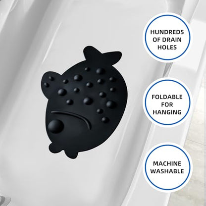 Non-Slip Bathtub Mat ZHICHENG Soft Rubber Bathroom Bathmat with Strong Suction Cups (Black) - color: Black
