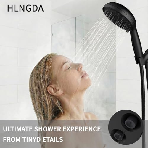 High Pressure Rain Handheld Shower Head Set,Anti-clog Nozzles with Handheld Spray Combo,Fixed Showerhead 6-Mode,59 Inch Hose Bracket Teflon Tape Rubber Washers,Matte Black(MLJ-SC001SGN-2YHS) - color: MLJ-SC001SGN-2YHS