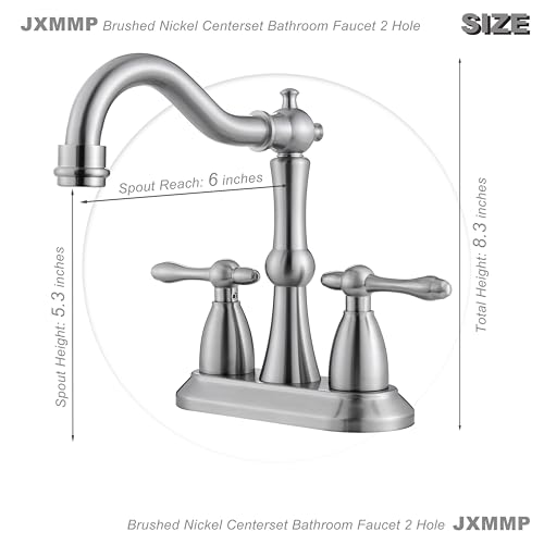 Brushed Nickel Bathroom Sink Faucet, Stainless Steel Centerset Antique Bathroom Faucet with Drain and Supply Hose,4 in Brushed Nickel Sink Faucet for Bathroom - color: Brushed Nickel