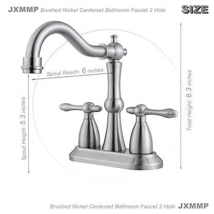 Brushed Nickel Bathroom Sink Faucet, Stainless Steel Centerset Antique Bathroom Faucet with Drain and Supply Hose,4 in Brushed Nickel Sink Faucet for Bathroom - color: Brushed Nickel