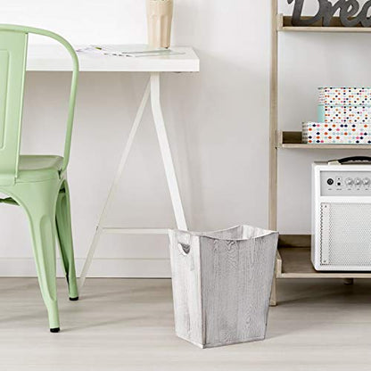 SEHERTIWY Grey Trash Can Wastebasket, 2 Gallon Small Waste Basket with 2 Handles, Rectangular Bathroom Garbage Can for Bathroom, Office, Living Room, Bedroom, Kitchen - color: Grey