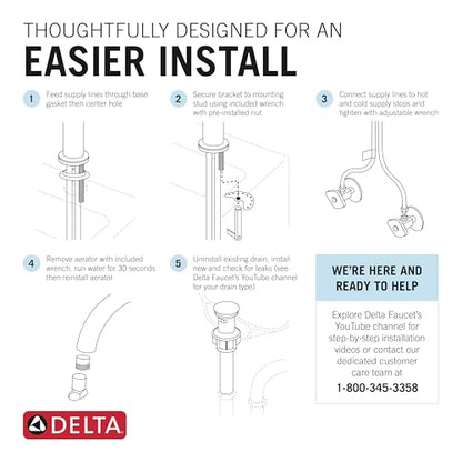 Delta Albion Brushed Gold Bathroom Faucet 1 Hole, Single Hole Bathroom Sink Faucet for Vanity, Metal Push-Pop Drain Assembly, Champagne Bronze 15855LF-CZ - color: Champagne Bronze