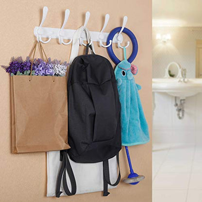 WEBI Coat Rack Wall Mount,Coat Hooks Wall Mount,Coat Hanger Wall,Wall Coat Rack,Hook Rack Rail,5 Triple Hooks for Hanging Coats,Jacket,Clothes,White,2 Packs - color: White, size: 2 Pack
