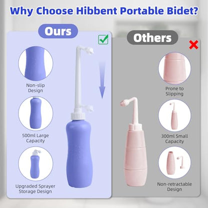 Hibbent Portable Bidet for Travel, Handheld Travel Bidet for Personal Hygiene Care, Personal Cleansing Use, Extended Nozzle, 17oz(500ml) Bathroom Toilet Spray, Purple - color: Purple, style: 500ml