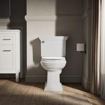 KOHLER 20111-0 Brevia, Slow Close Toilet Seat, Round Toilet Seat, Grip-Tight Bumpers Quick-Attach Hardware, White - size: Round
