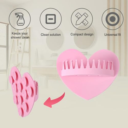 Hair Catcher Shower Wall, Heart Shape Shower Hair Grabber Collector Suction Silicone Bathtub Tool for Preventing Bathroom Clogged Drains (Pink)