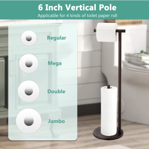 Free Standing Toilet Paper Holder Stand, Oil Rubbed Bronze Toilet Paper Holder with Storage for Jumbo Mega, Housen Solutions