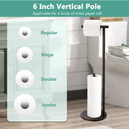 Free Standing Toilet Paper Holder Stand, Oil Rubbed Bronze Toilet Paper Holder with Storage for Jumbo Mega, Housen Solutions