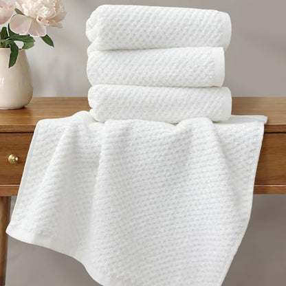 VOOVA & MOVAS Popcorn Textured Hand Towels, 4PC Large 16" x 28", 100% Cotton | Thick | Quick Dry | Absorbent, Hand Towels for Showering, Bathroom Essentials, Ivory - size: 4PC Hand Towels (16"x28")