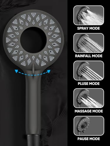 Cobbe® Dual Shower Head with Magnetic Handheld, Matte Black | Rain Shower Combo, 2-in-1 Fixed & Detachable, Multiple Spray Modes, Built-in Magnet Dock, 6ft Hose - color: Black