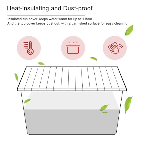 Bathtub Tray, Anti-dust Bathtub Cover, Bath Insulation Cover(71×31×0.24in) | Foldable PVC Shutter Bath Lid Fit Most Tubs, Can Store Wine Glass, Books, Tablets, Cellphones, White - size: 180x80x0.6cm