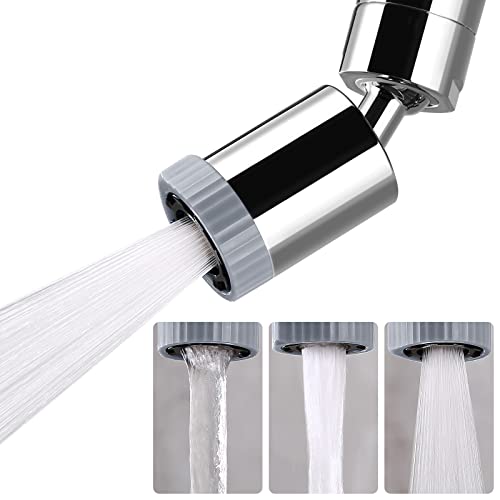 Swivel Faucet Aerator,3-function Faucet Nozzle,360° Big Angle Rotate Kitchen Sink Faucet Attachment,Faucet Extender for Kitchen 55/64 inch Female Thread,Kitchen Sink Aerator Chrome | Chitaoma 360° Rotate Sink Faucet Attachment,Faucet Aerator for Kitchen 5