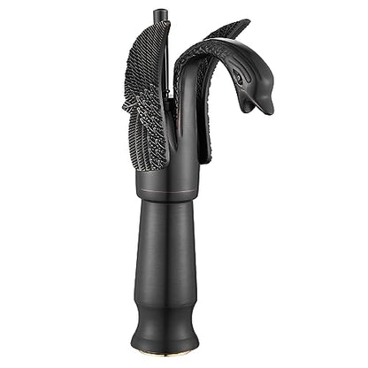 Oil Rubbed Bronze Swan Shape Single Handle One Hole Bathroom Vessel Sink Faucet Deck Mount Lavatory Sink Faucet - color: Bronze, size: Tall