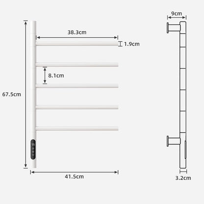 Electric Heated Towel Rack, 5-Bar Rotating Design, Wall-Mounted, Black, Touch Panel Control with Timer, Hardwired or Plug-in 110V (Grey)