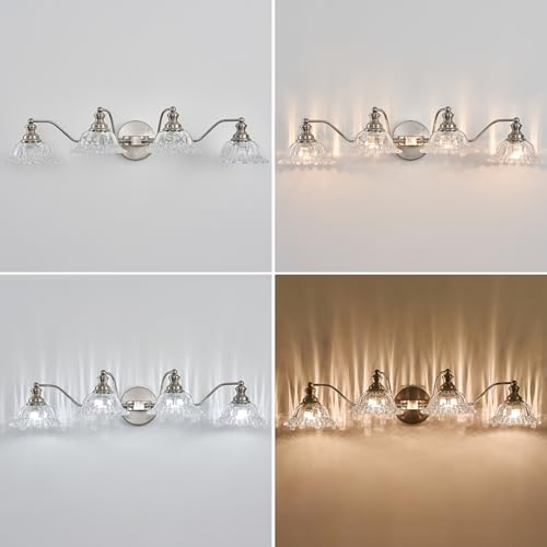 XIEDUN Brushed Nickel 4 Light Vanity Light - color: Brushed Nickel, size: 4 Light