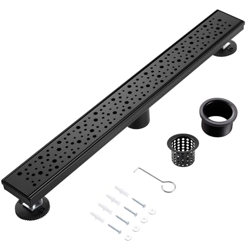 Linear Shower Drain, 36 inch Matte Black | Including Hair Catcher and Removable Grate, 304 Stainless Steel, Easy to Install and Clean (Drain Base Not Included) - color: Matte Black, size: 36 inch