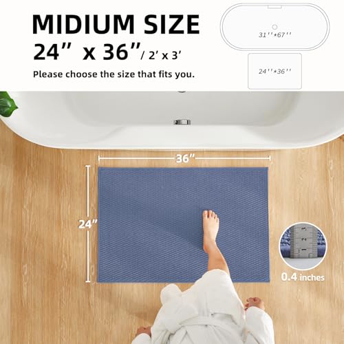 TYUU Bathroom Rugs Non Slip Washable, Super Absorbent Thin Bath Mat Quick Dry Low Pile Bathroom Rug, Denim Blue 24"x36" - color: Denim Blue01, size: 2' X 3' (Rectangular)