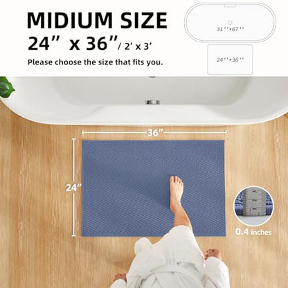 TYUU Bathroom Rugs Non Slip Washable, Super Absorbent Thin Bath Mat Quick Dry Low Pile Bathroom Rug, Denim Blue 24"x36" - color: Denim Blue01, size: 2' X 3' (Rectangular)