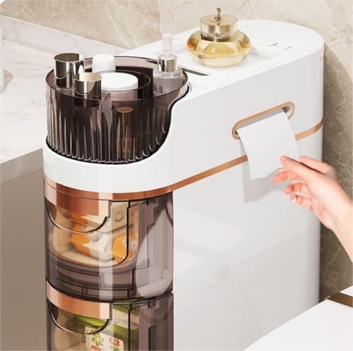 3 Tiers Bathroom Floor Cabinet with Wheels, Mobile Storage Cabinet with Large Capacity Floor Standing Narrow Storage Cabinet with Drawers for Bathroom - size: 3-Tier