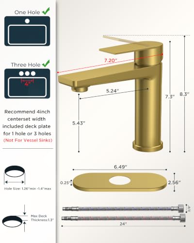 FORIOUS Brushed Gold Bathroom Faucet 1 Hole, Bathroom Vanity Faucet Gold | Single Hole Gold Sink Faucet Bathroom Single Handle, Vanity Gold Faucet for Bathroom Sink with 1.2 GPM Water-Saving Aerator - color: Brushed Gold