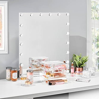 Sorbus Clear Makeup Organizer Display - Stylish Organization and Storage Case for Cosmetics, Jewelry & Hair Accessories - Space Saving Makeup Organizer for Vanity & Bathroom (2 Large, 4 Small Drawers) - style: Classic