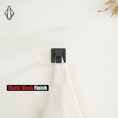 JQK Bathroom Towel Hook Black, Coat Robe Clothes Bath Wall Hooks for Kitchen Garage SUS 304 Stainless Steel Thick 0.8mm, 2 Pack Matte Black, TH250-PB-P2 - color: Matte Black