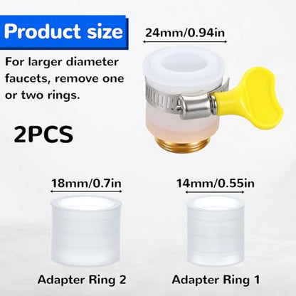 2 Pcs Faucet Hose Adapter, Kitchen Sink Faucet Adapter to Garden Hose Compatible with Multi-Water Filters, with 14-24mm Inner Diameter