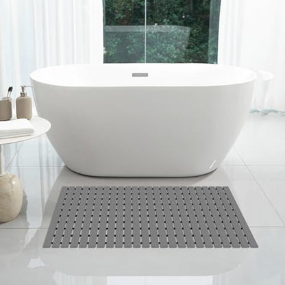 OTHWAY Large Shower Mat, 35.4 x 24 Inch No Suction Cup Shower Mat Non Slip, Quick Drain Large Non Slip Shower Mats for Inside Shower, Heavy Duty Curlable PVC Shower Floor Mat, Dark Grey - color: Dark Grey